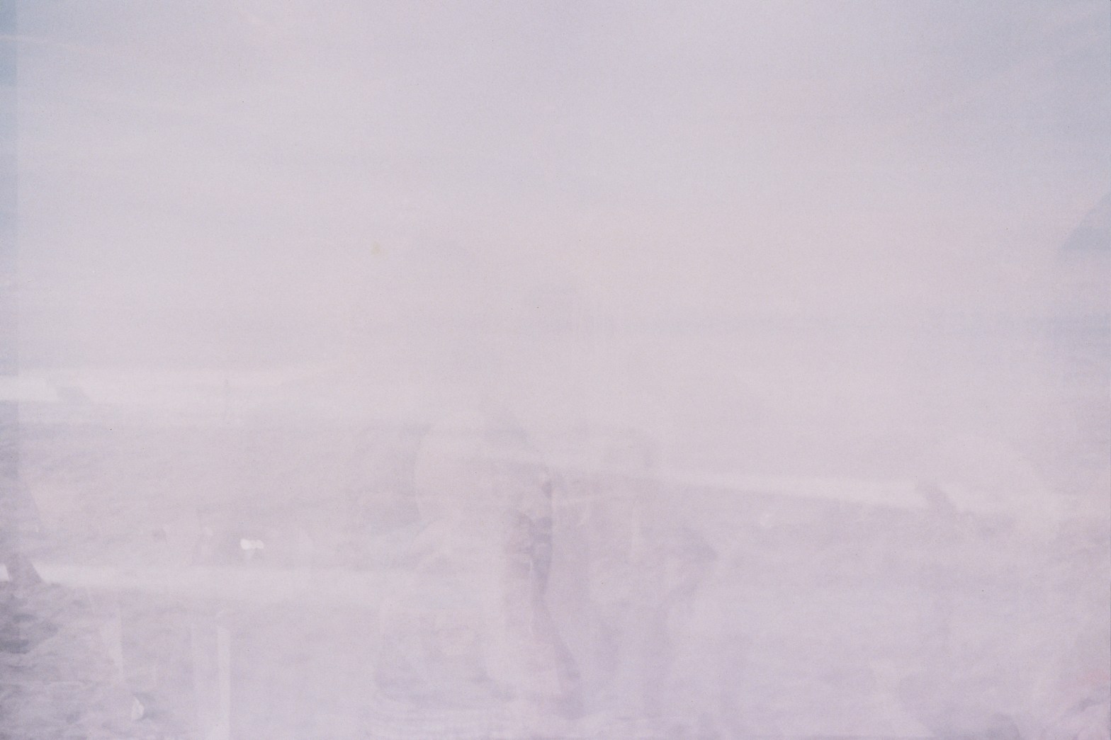 Double-exposed film photograph of a view of Los Angeles